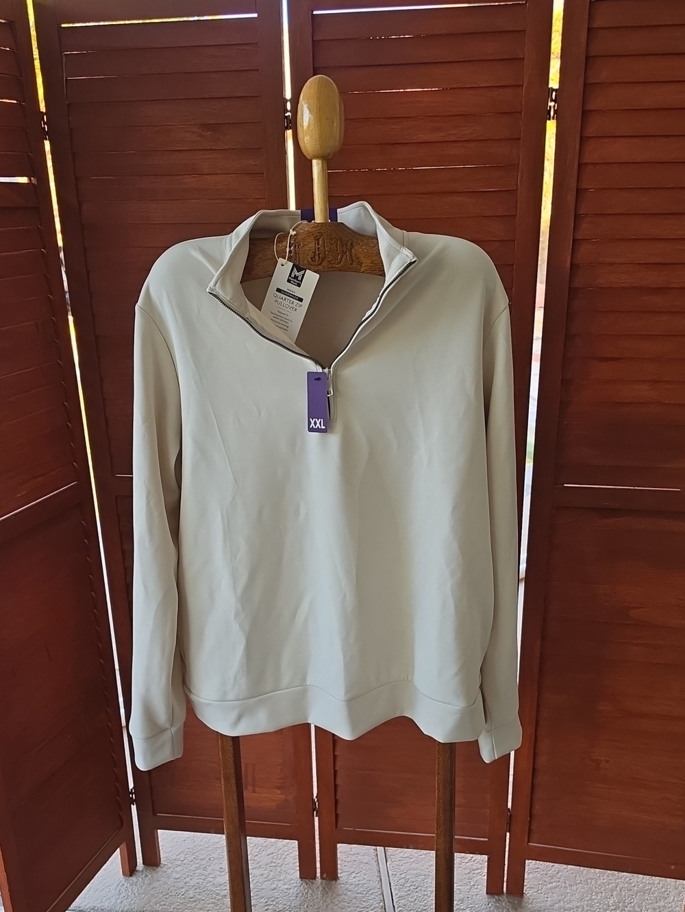 NWT Member's Mark Cream Sandwash Quarter-Zip Pullover Sweatshirt Size XXL